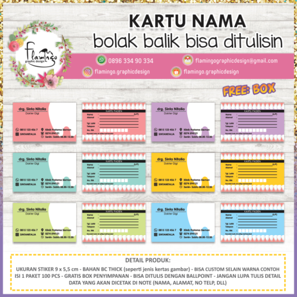 KARTU NAMA DOKTER GIGI - SISI BALIK NYA BISA DITULISIN