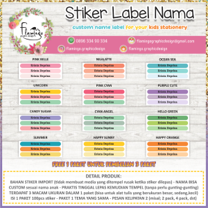 100 Pcs Stiker Label Nama Custom
