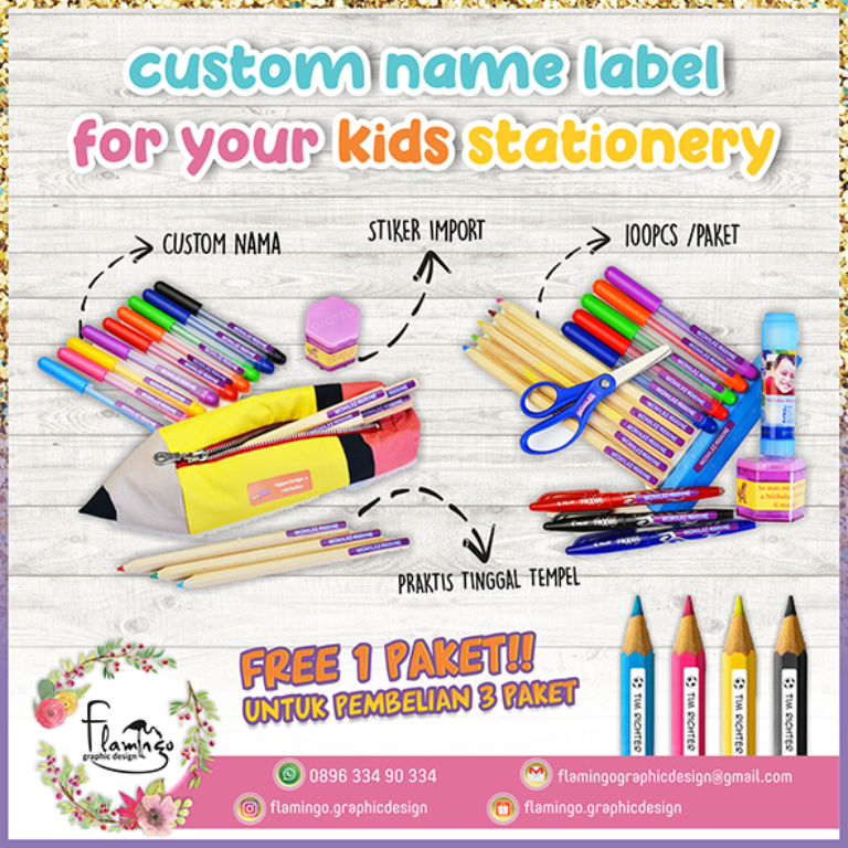 100 Pcs Stiker Label Nama Custom - Image 2