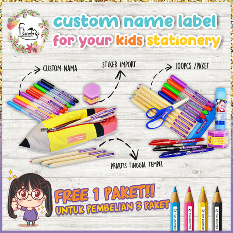 100 Pcs Stiker Label Nama Custom - Image 3